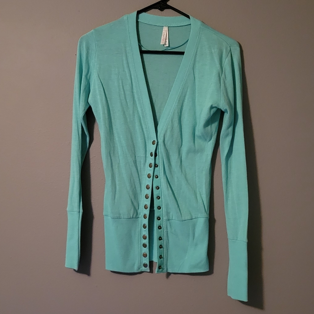 Turquoise Snap Cardigan